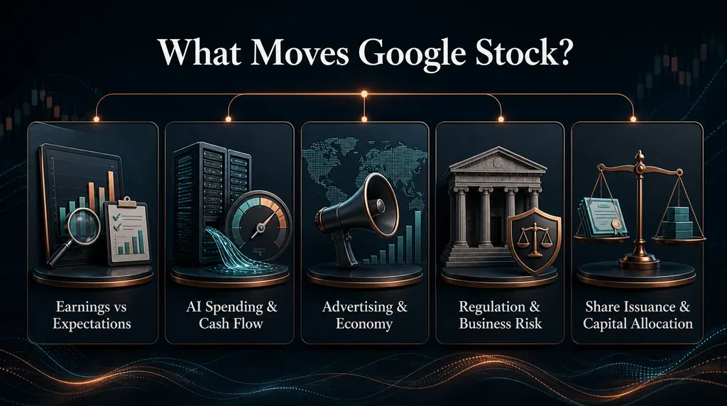 Factors affecting Google share price movements, including earnings, AI spending, advertising, regulation and capital allocation Vantage Markets