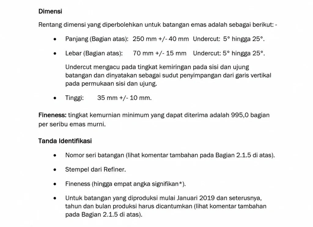 Standar Good Delivery untuk batangan emas
