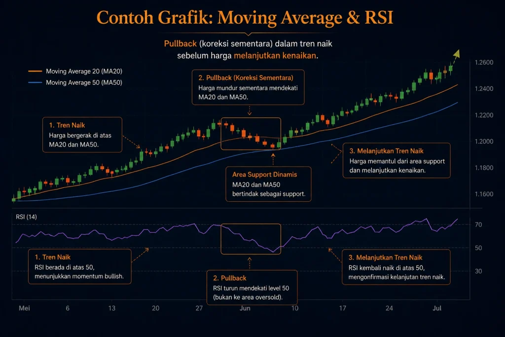Contoh indikator teknikal untuk mengidentifikasi pullback