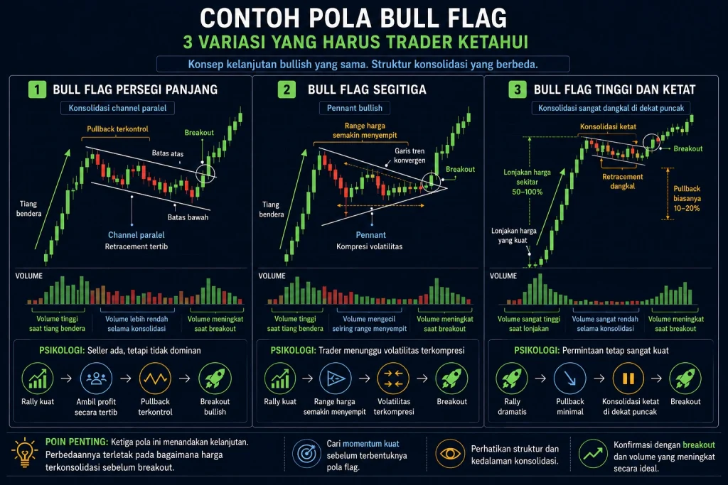 contoh variasi pola bull flag