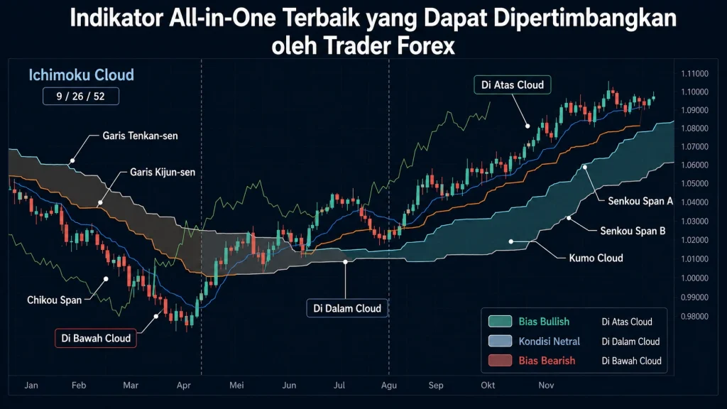 Ilustrasi indikator all-in-one terbaik untuk trading forex