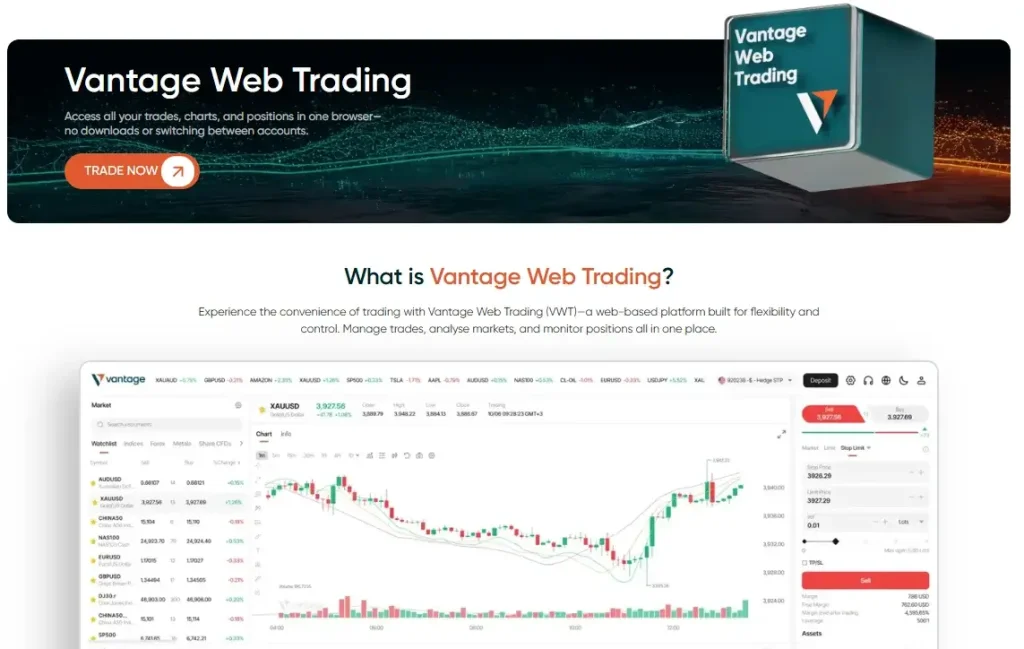 Vantage Web Trading screenshot