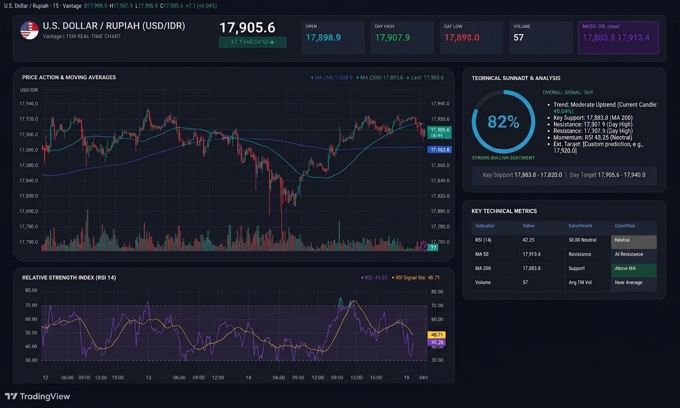 USDIDR 15-minute chart on 19 August 2026